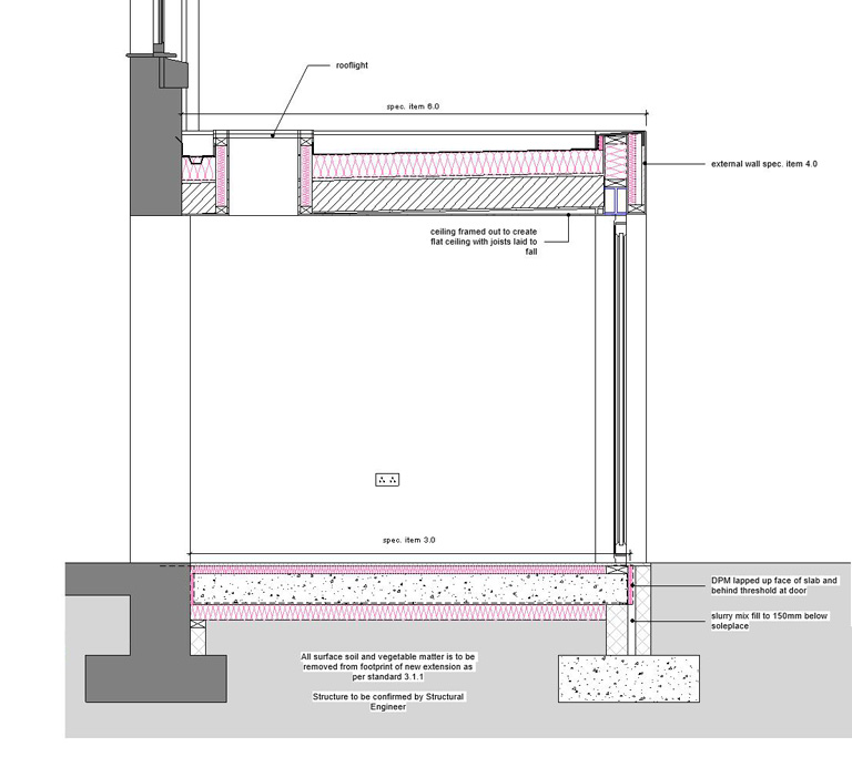 section with construction details