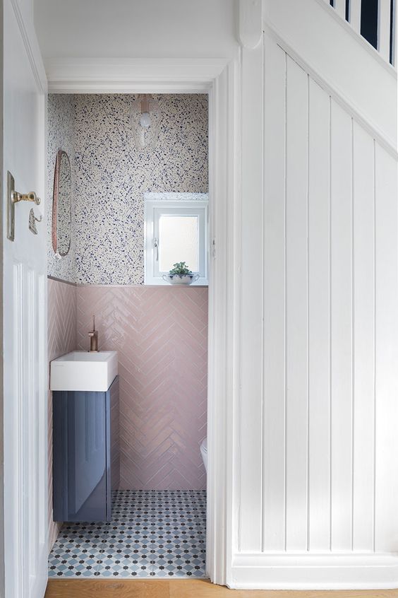 blue and pink cloakroom